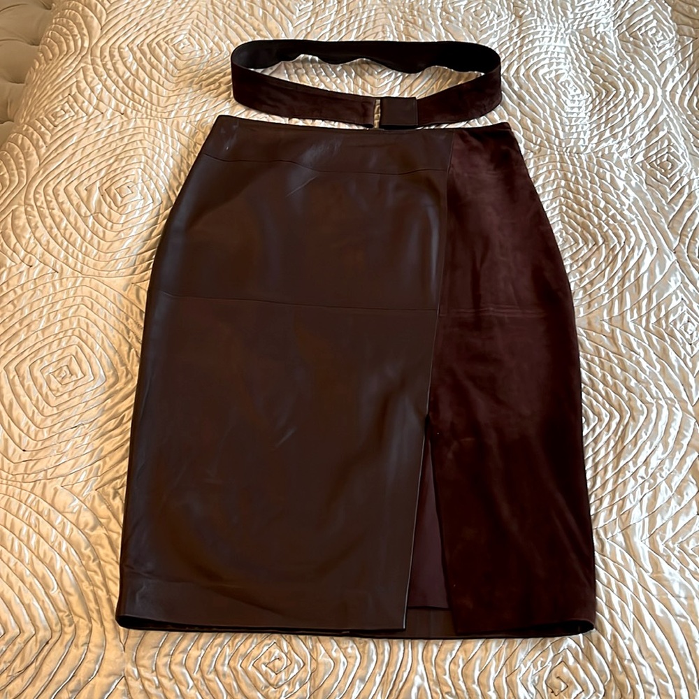 Burgundy Leather and suede skirt from White House Black Market.